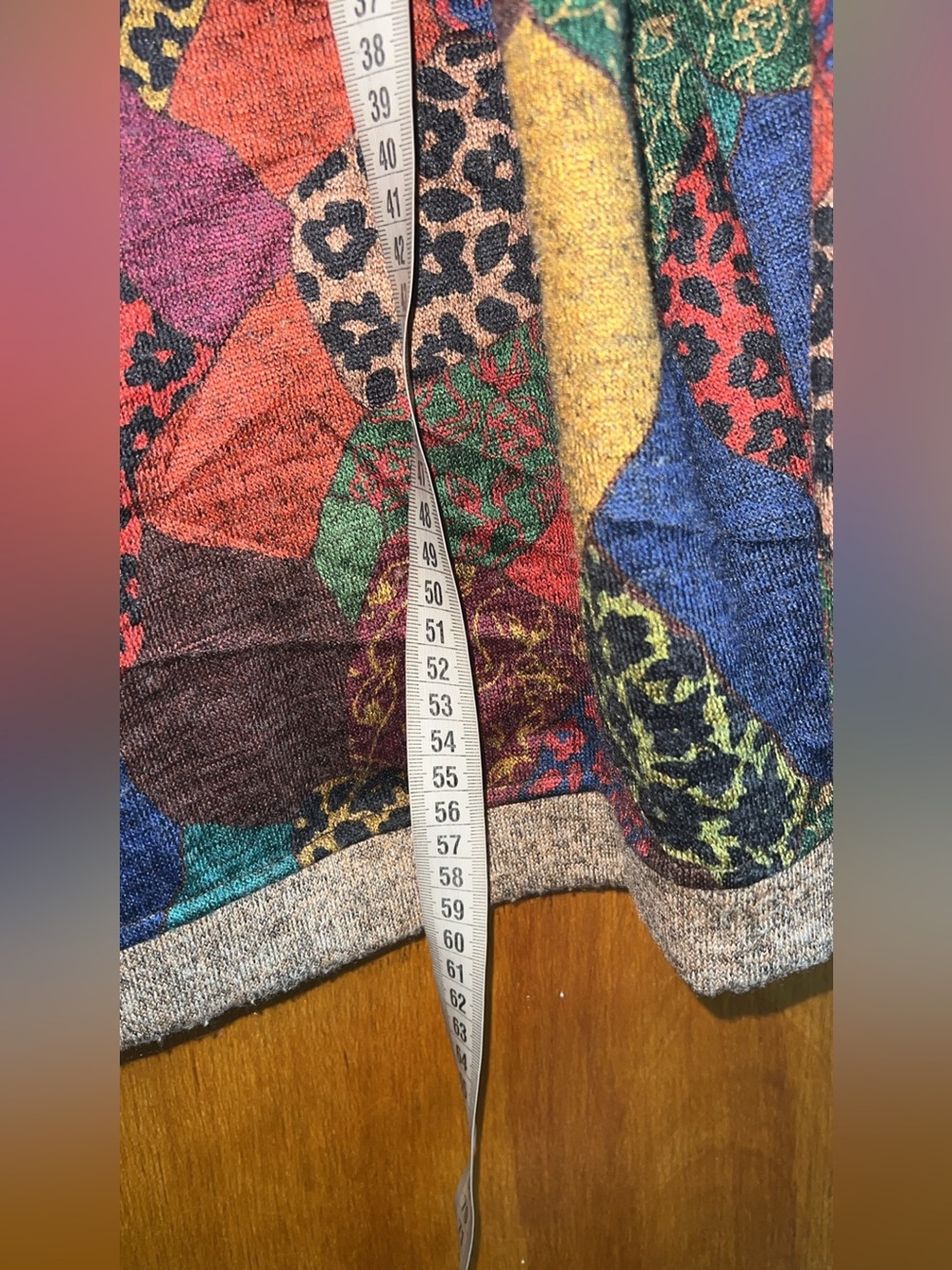 Sugar Multicolor Patchwork V-Neck Cardigan vintage Sweater size M - Picture 7 of 7